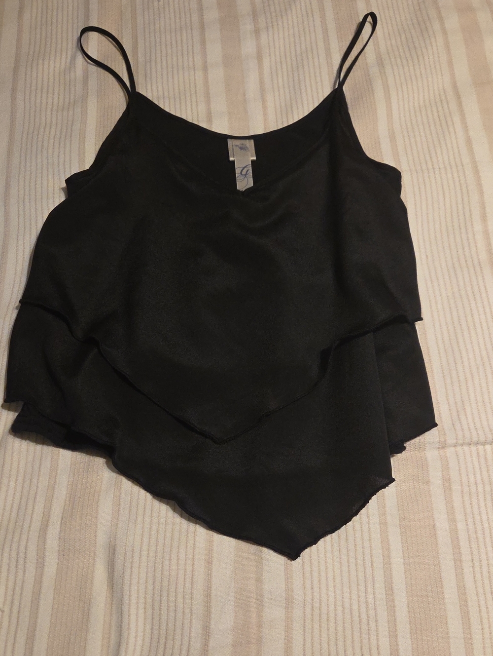 Black Layered Handkerchief Hem Camisole Top